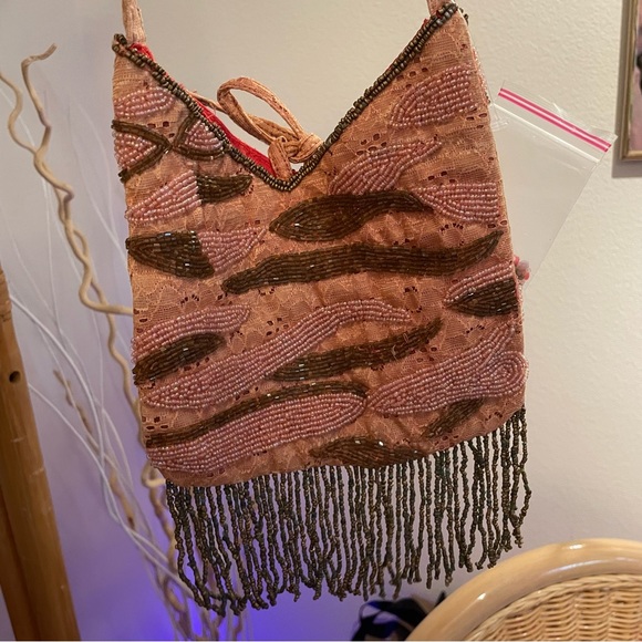 90s does 20s BEBE Beaded Evening Bag Cocktail Purse - Picture 5 of 8